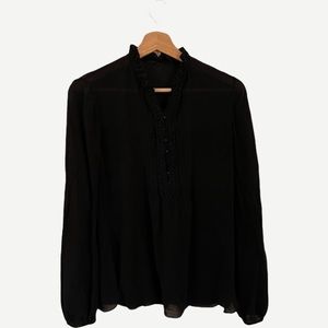 NWOT Elie Tahari Black Lacy Long Sleeve Blouse XS